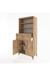 Hyperion Dolap 4 Raflı Tek Çekmeceli 2 Kapaklı 88x44x195 Çam-Çam