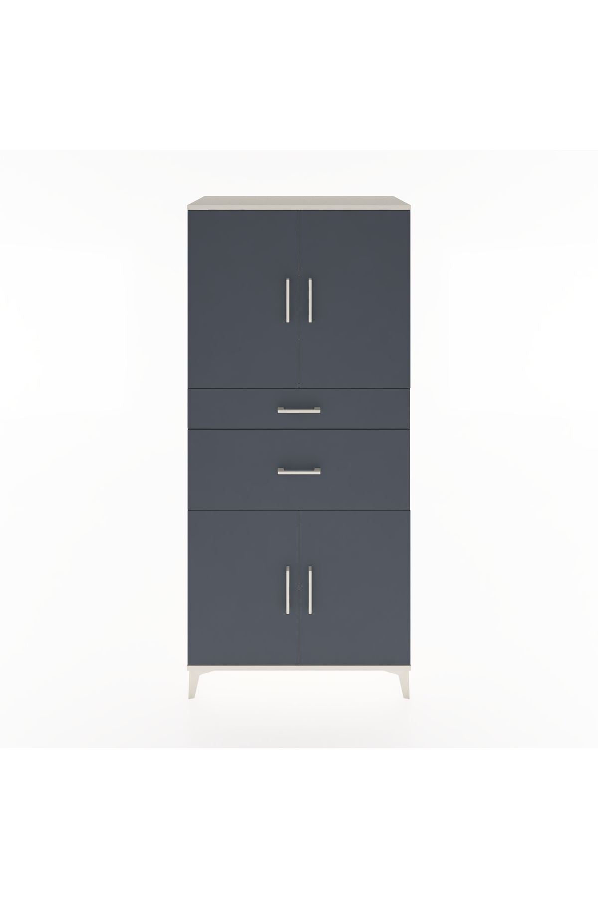 Hyperion Dolap 4 Raflı 2 Çekmeceli 4 Kapaklı 88x44x195 Aytaşı-Antrasit