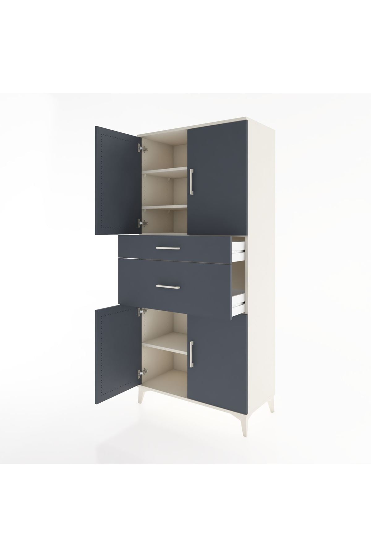 Hyperion Dolap 4 Raflı 2 Çekmeceli 4 Kapaklı 88x44x195 Aytaşı-Antrasit