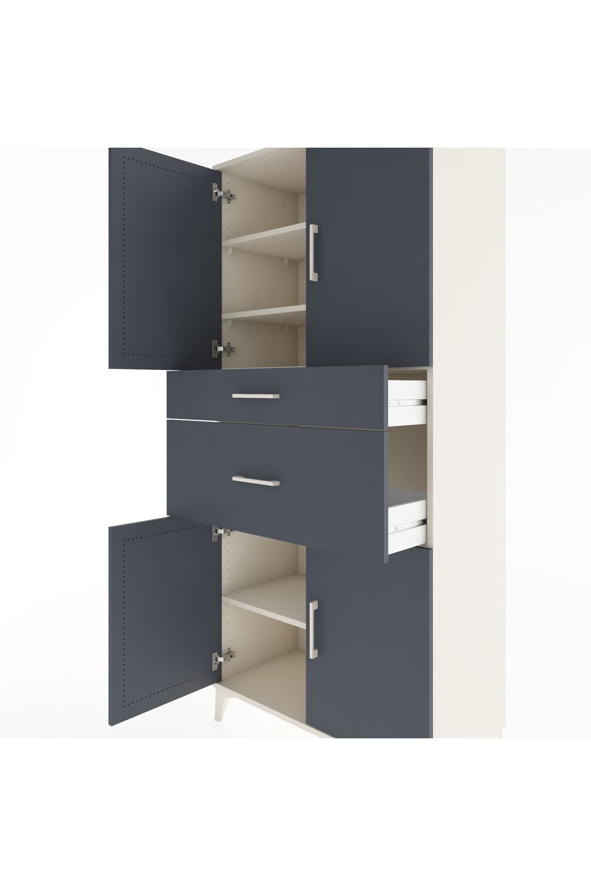 Hyperion Dolap 4 Raflı 2 Çekmeceli 4 Kapaklı 88x44x195 Aytaşı-Antrasit