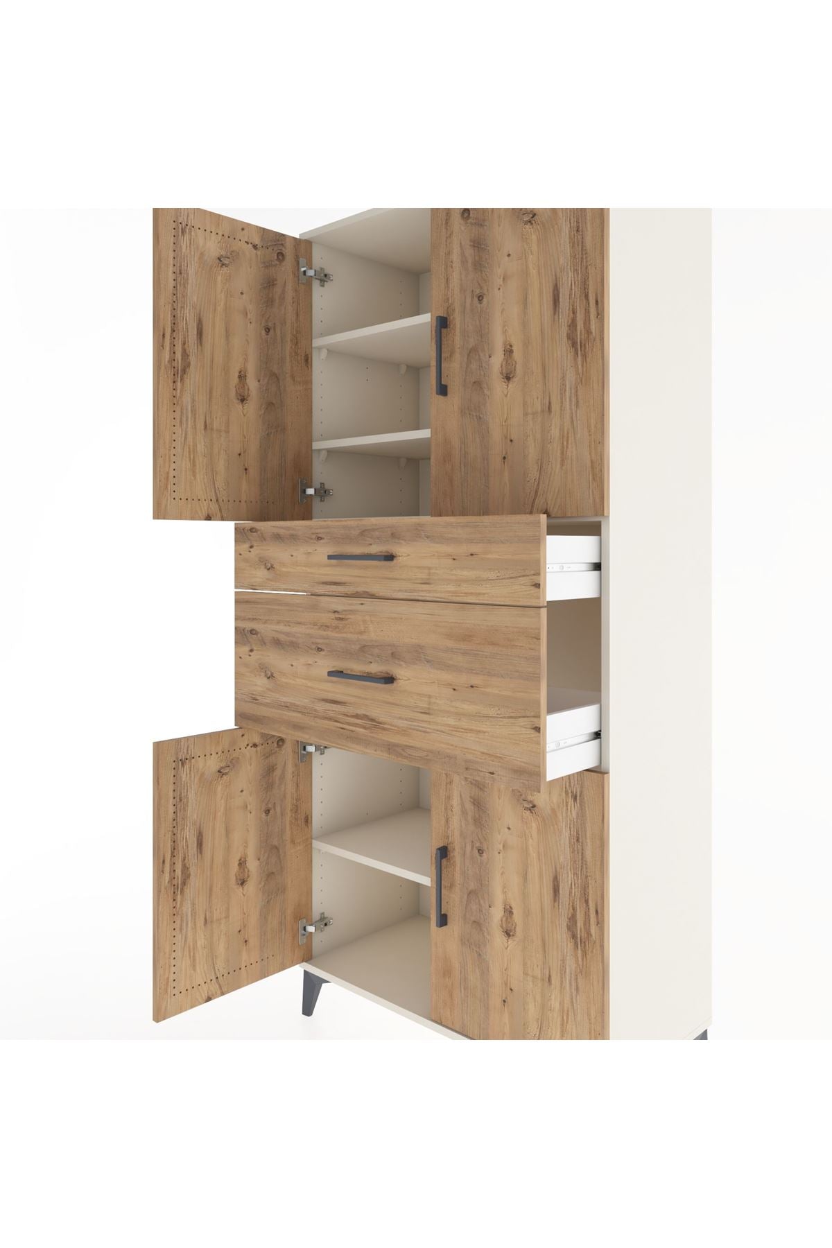 Hyperion Dolap 4 Raflı 2 Çekmeceli 4 Kapaklı 88x44x195 Aytaşı-Çam