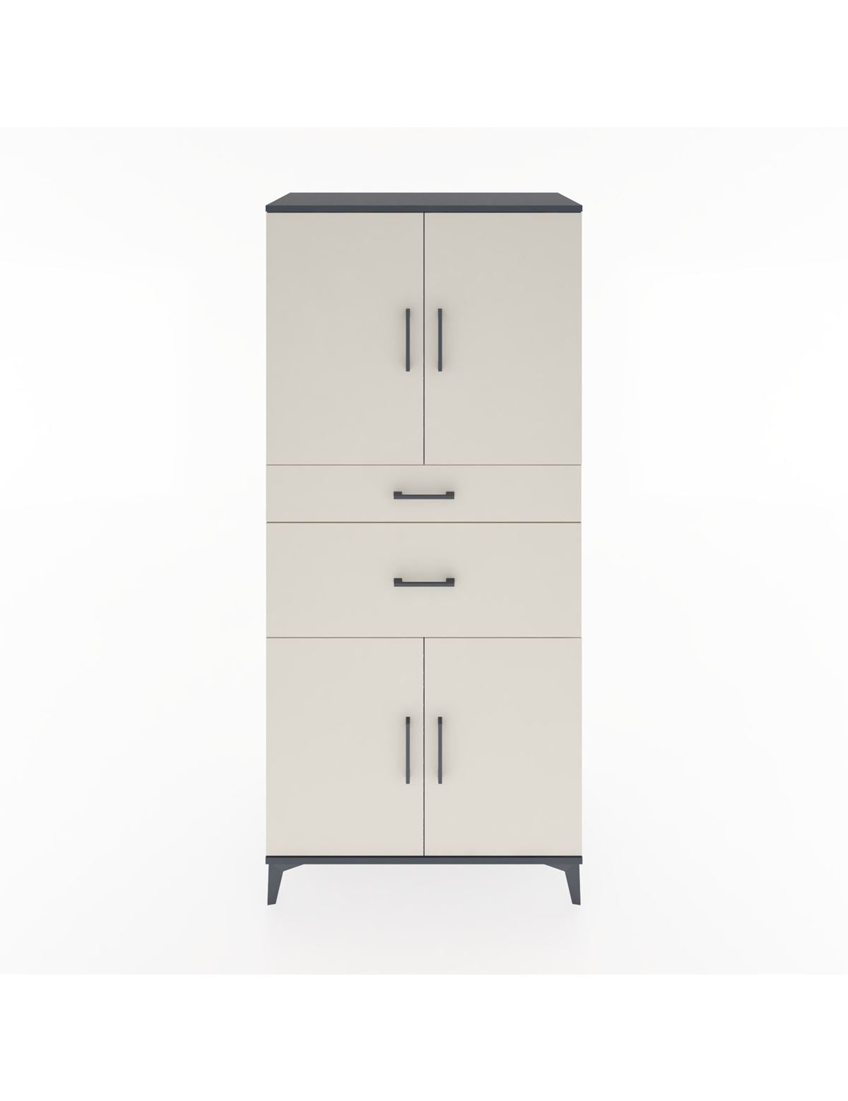 Hyperion Dolap 4 Raflı 2 Çekmeceli 4 Kapaklı 88x44x195 Antrasit-Aytaşı