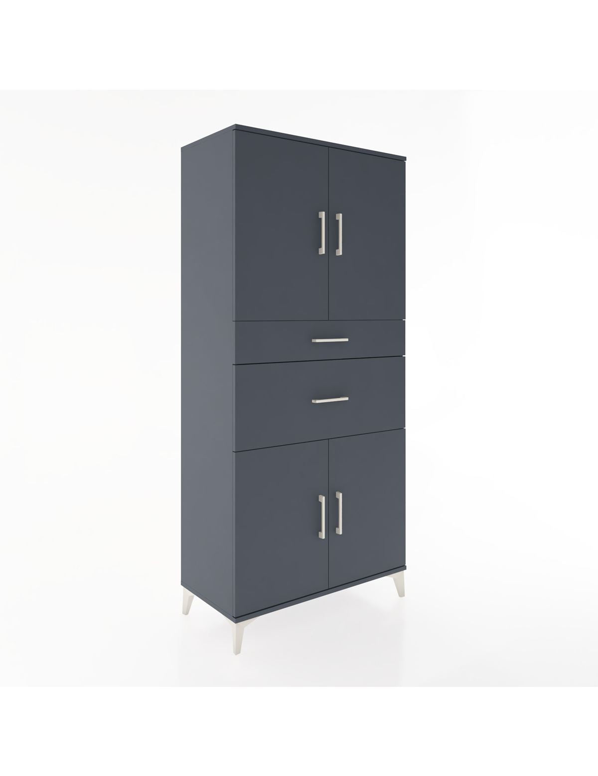 Hyperion Dolap 4 Raflı 2 Çekmeceli 4 Kapaklı 88x44x195 Antrasit-Antrasit