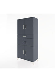 Hyperion Dolap 4 Raflı 2 Çekmeceli 4 Kapaklı 88x44x195 Antrasit-Antrasit
