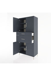 Hyperion Dolap 4 Raflı 2 Çekmeceli 4 Kapaklı 88x44x195 Antrasit-Antrasit