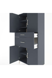 Hyperion Dolap 4 Raflı 2 Çekmeceli 4 Kapaklı 88x44x195 Antrasit-Antrasit