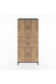 Hyperion Dolap 4 Raflı 2 Çekmeceli 4 Kapaklı 88x44x195 Antrasit-Çam