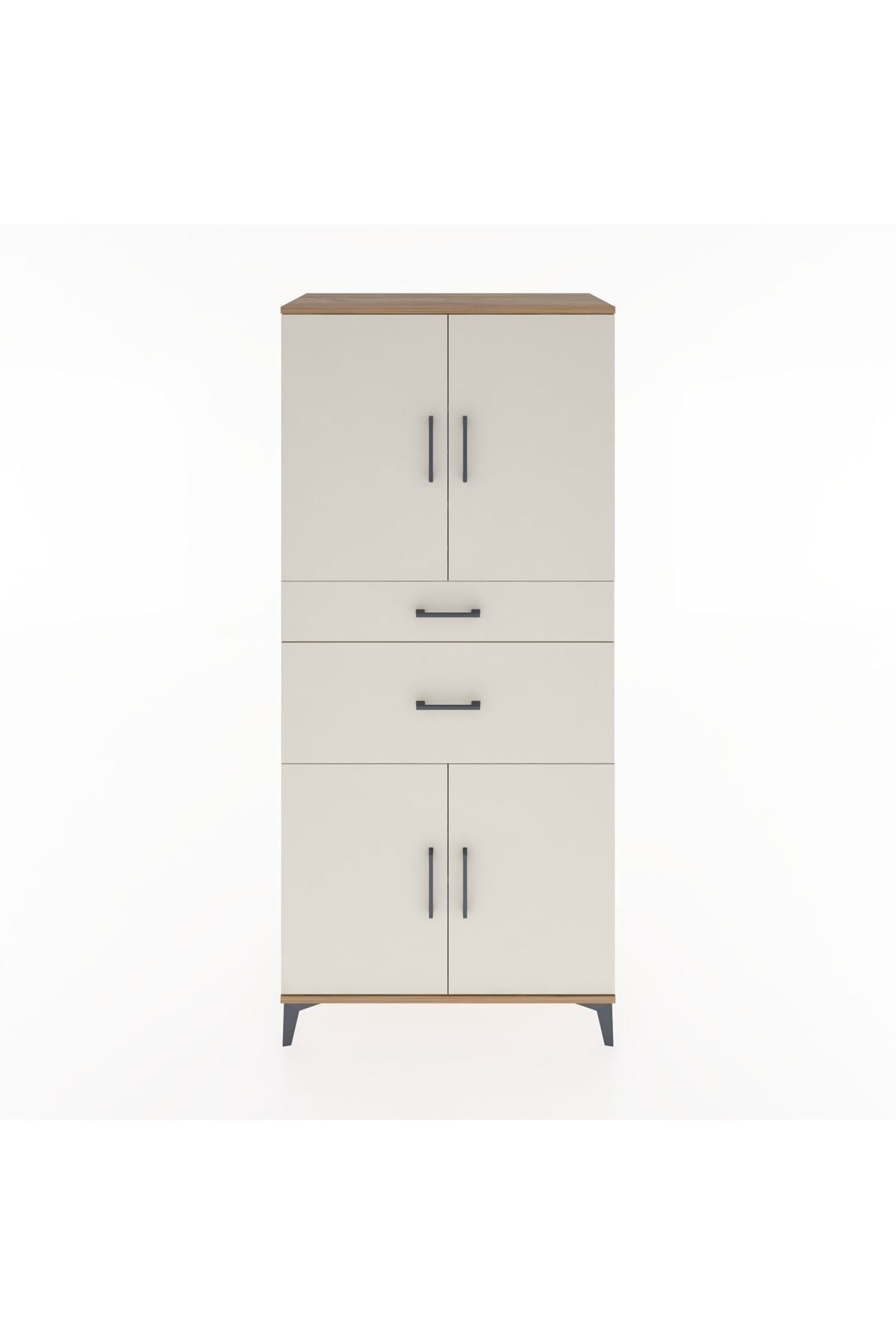 Hyperion Dolap 4 Raflı 2 Çekmeceli 4 Kapaklı 88x44x195 Çam-Aytaşı