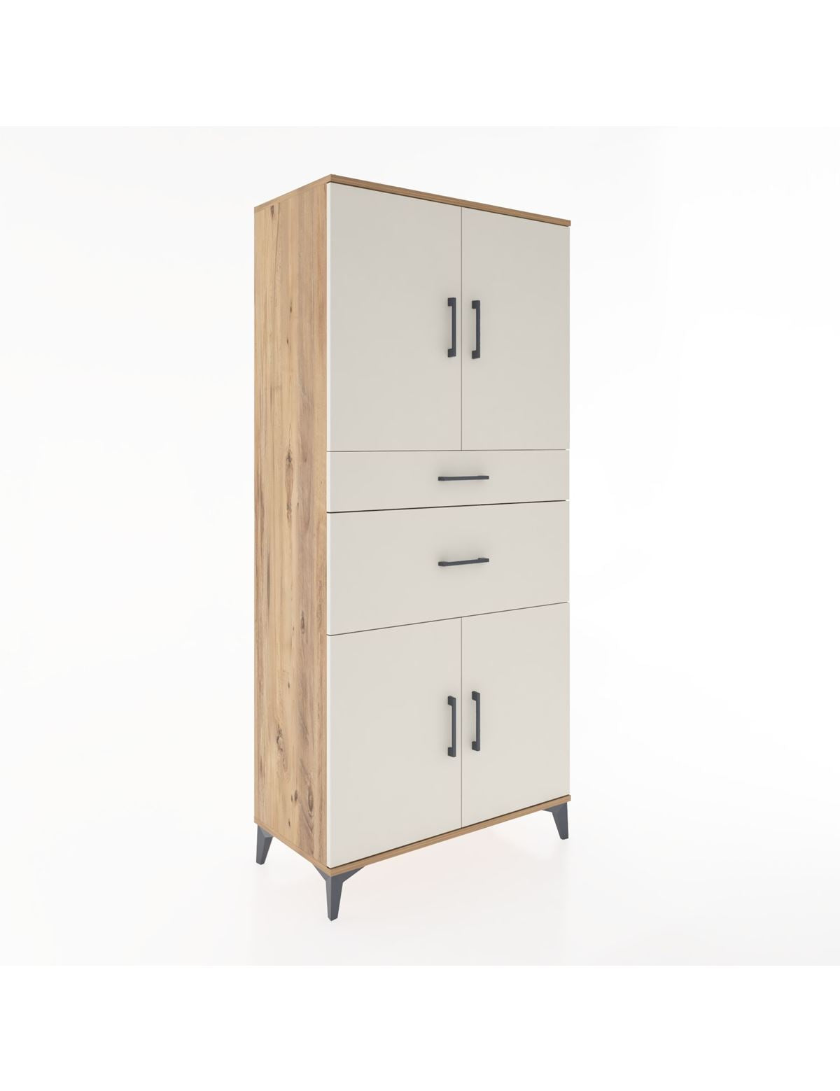 Hyperion Dolap 4 Raflı 2 Çekmeceli 4 Kapaklı 88x44x195 Çam-Aytaşı