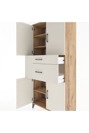Hyperion Dolap 4 Raflı 2 Çekmeceli 4 Kapaklı 88x44x195 Çam-Aytaşı