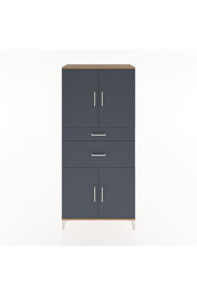 Hyperion Dolap 4 Raflı 2 Çekmeceli 4 Kapaklı 88x44x195 Çam-Antrasit