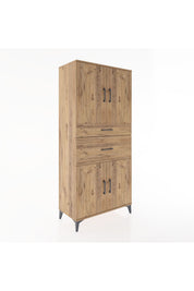 Hyperion Dolap 4 Raflı 2 Çekmeceli 4 Kapaklı 88x44x195 Çam-Çam
