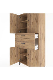 Hyperion Dolap 4 Raflı 2 Çekmeceli 4 Kapaklı 88x44x195 Çam-Çam