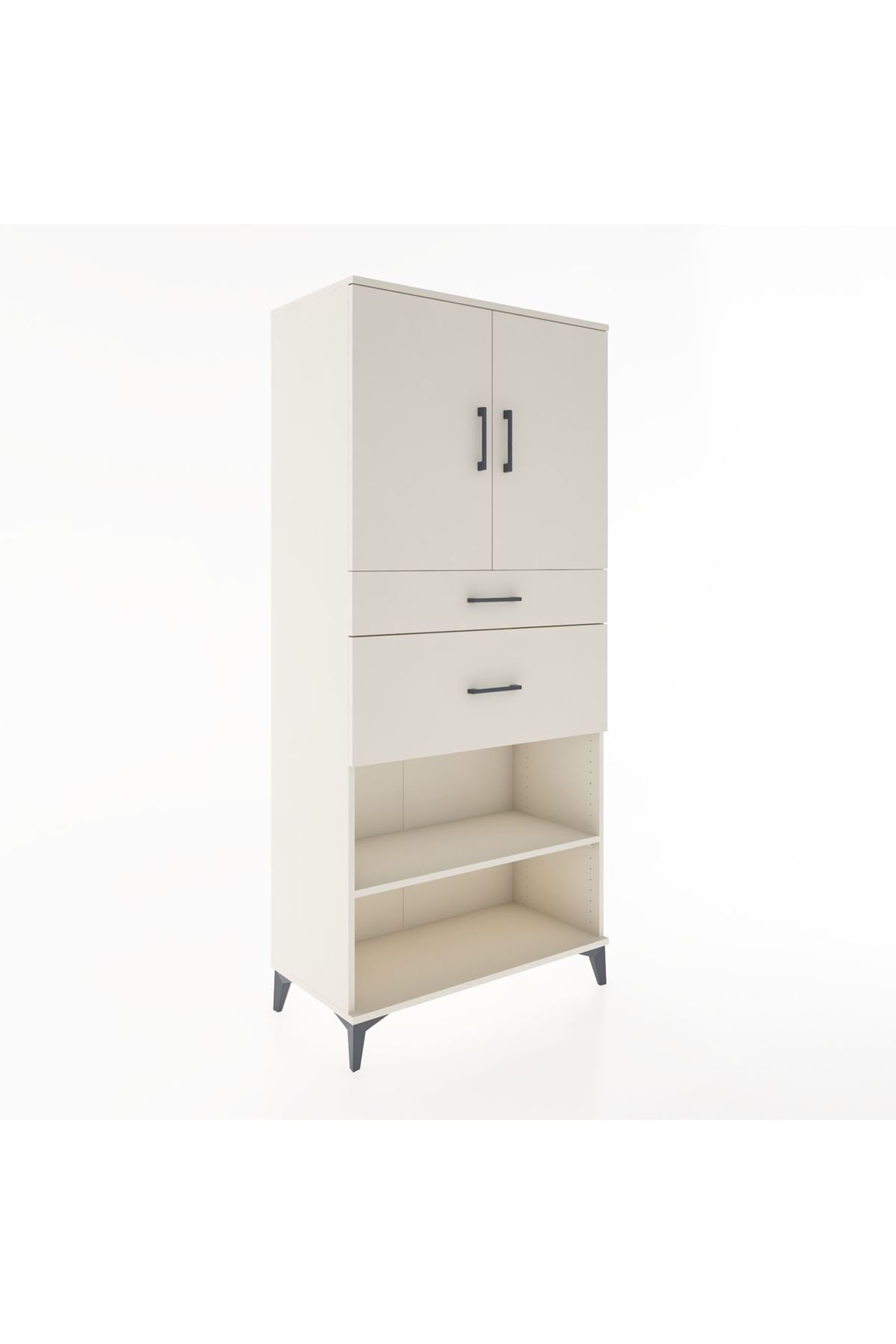 Hyperion Dolap 4 Raflı 2 Çekmeceli 2 Kapaklı 88x44x195 Aytaşı-Aytaşı