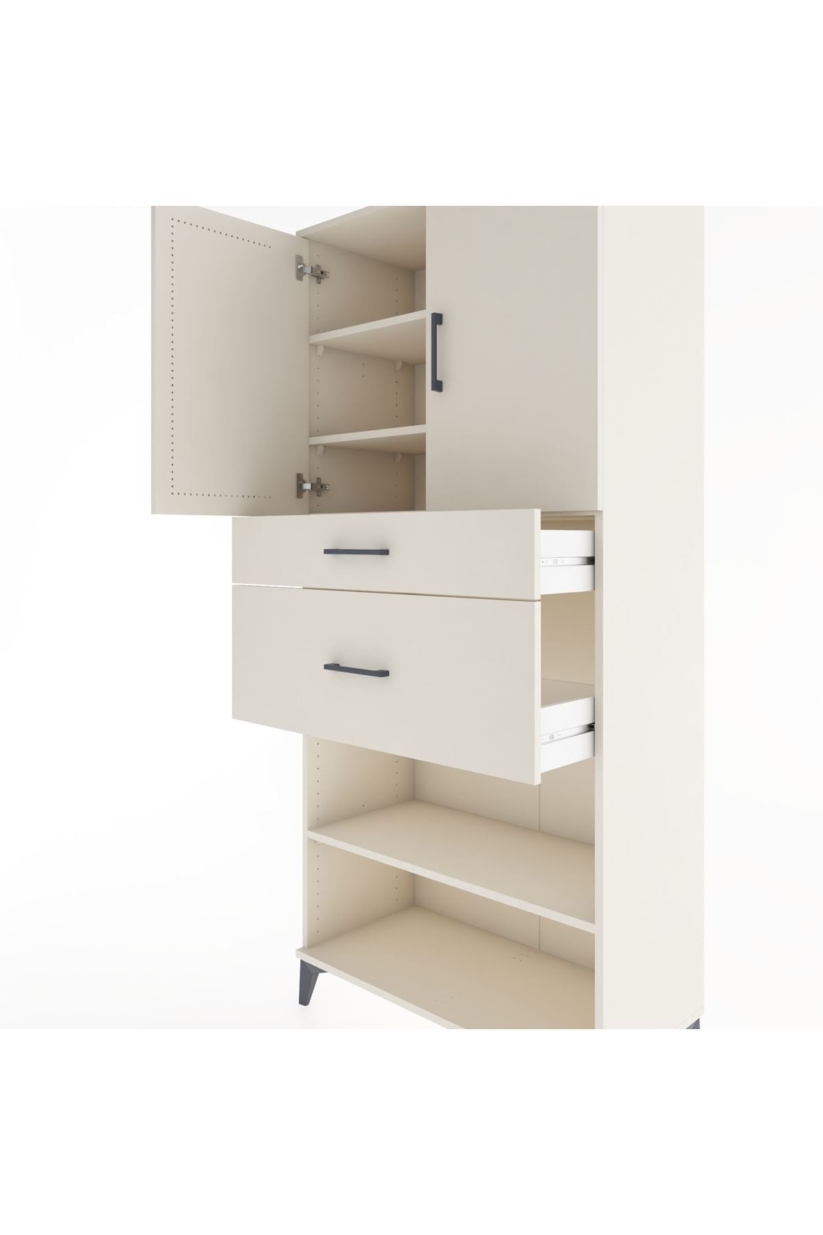 Hyperion Dolap 4 Raflı 2 Çekmeceli 2 Kapaklı 88x44x195 Aytaşı-Aytaşı