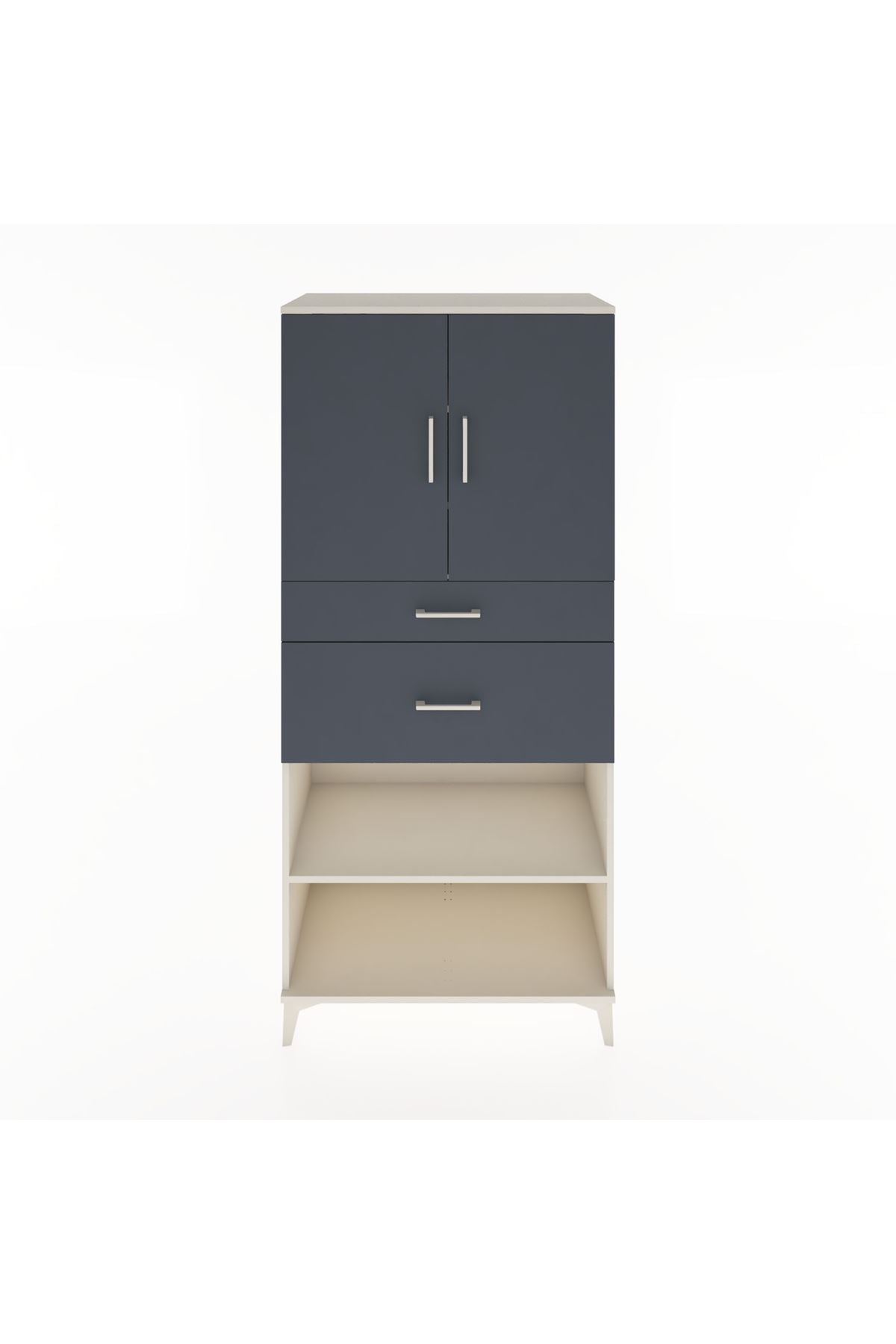 Hyperion Dolap 4 Raflı 2 Çekmeceli 2 Kapaklı 88x44x195 Aytaşı-Antrasit