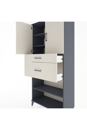 Hyperion Dolap 4 Raflı 2 Çekmeceli 2 Kapaklı 88x44x195 Antrasit-Aytaşı