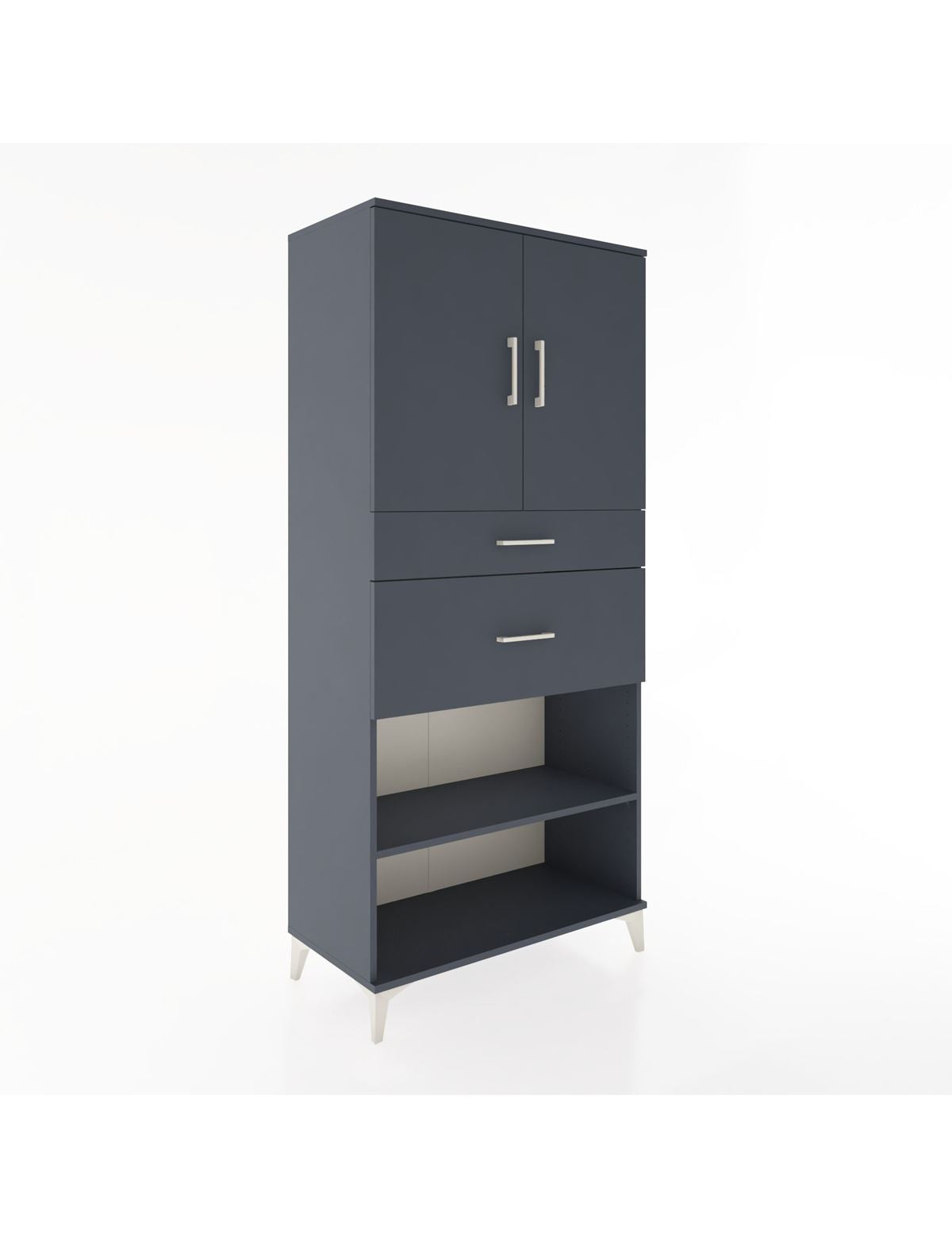 Hyperion Dolap 4 Raflı 2 Çekmeceli 2 Kapaklı 88x44x195 Antrasit-Antrasit