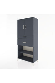 Hyperion Dolap 4 Raflı 2 Çekmeceli 2 Kapaklı 88x44x195 Antrasit-Antrasit
