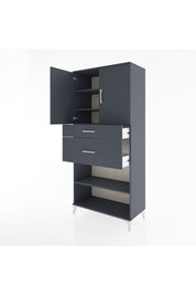 Hyperion Dolap 4 Raflı 2 Çekmeceli 2 Kapaklı 88x44x195 Antrasit-Antrasit
