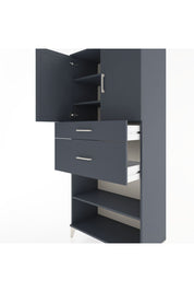 Hyperion Dolap 4 Raflı 2 Çekmeceli 2 Kapaklı 88x44x195 Antrasit-Antrasit
