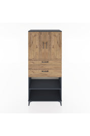 Hyperion Dolap 4 Raflı 2 Çekmeceli 2 Kapaklı 88x44x195 Antrasit-Çam