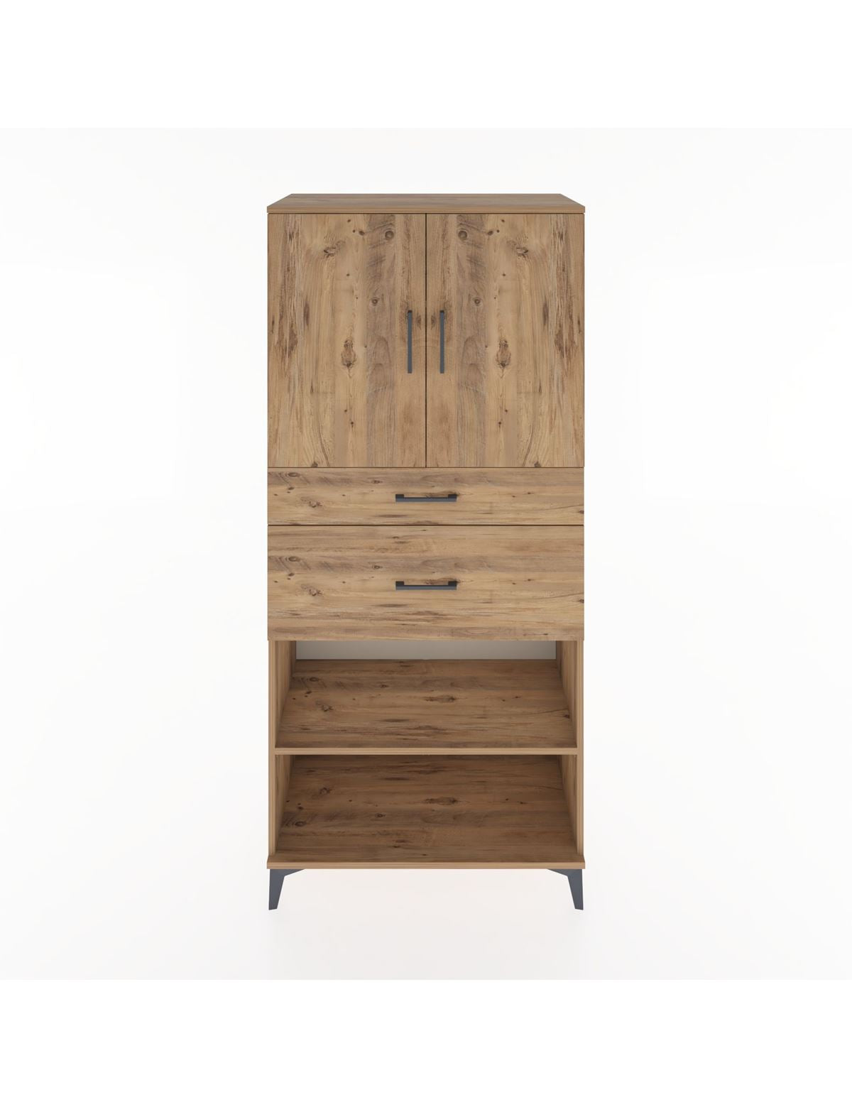 Hyperion Dolap 4 Raflı 2 Çekmeceli 2 Kapaklı 88x44x195 Çam-Çam