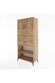 Hyperion Dolap 4 Raflı 2 Çekmeceli 2 Kapaklı 88x44x195 Çam-Çam