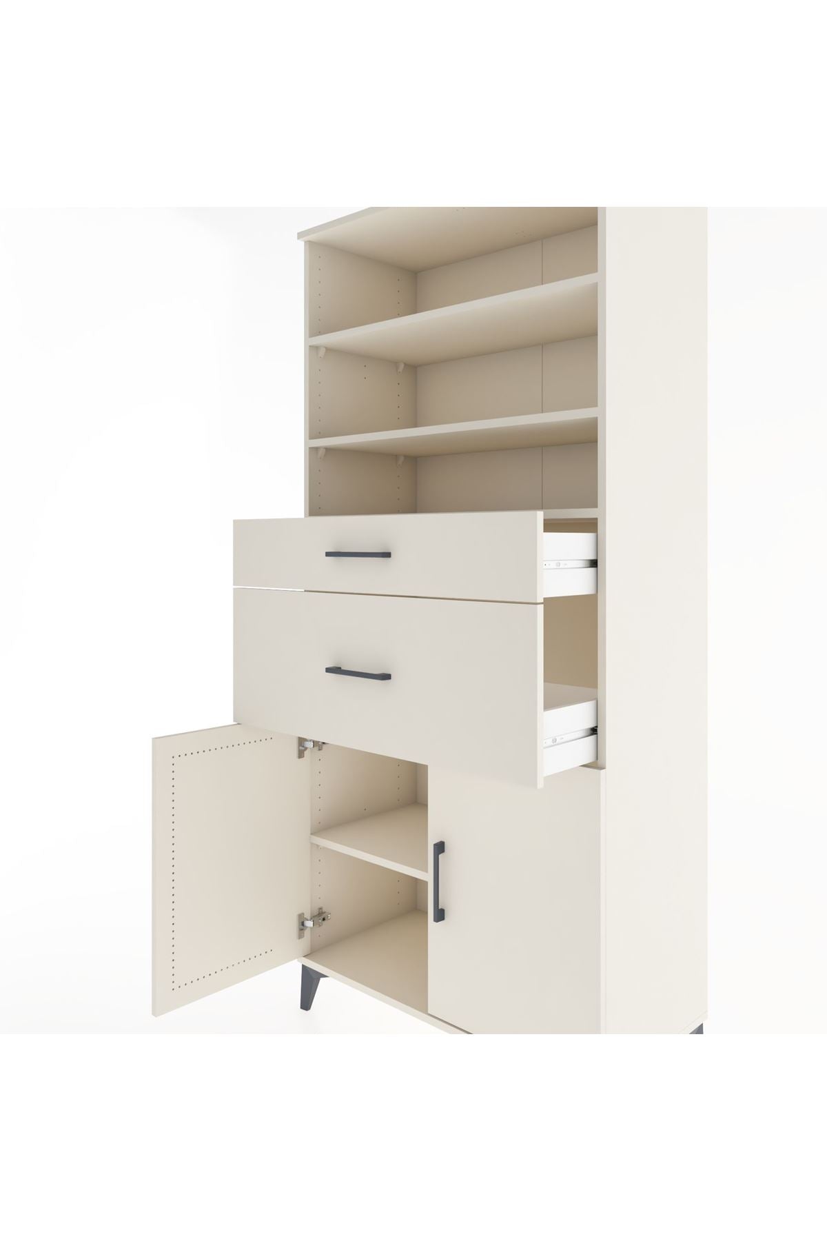 Hyperion Dolap 4 Raflı 2 Çekmeceli 2 Kapaklı 88x44x195 Aytaşı-Aytaşı