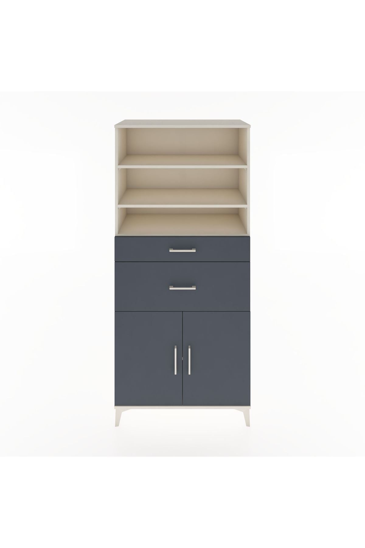 Hyperion Dolap 4 Raflı 2 Çekmeceli 2 Kapaklı 88x44x195 Aytaşı-Antrasit