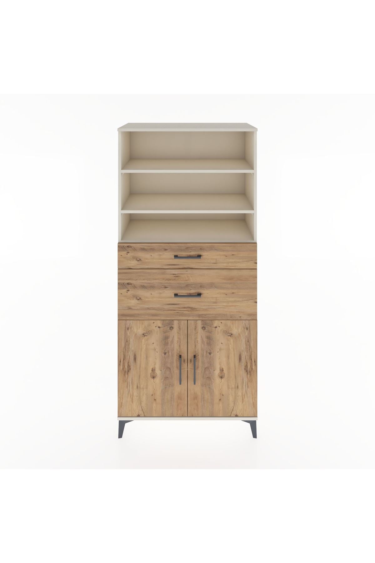 Hyperion Dolap 4 Raflı 2 Çekmeceli 2 Kapaklı 88x44x195 Aytaşı-Çam