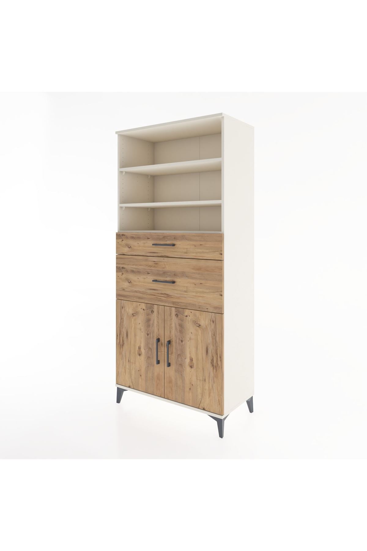 Hyperion Dolap 4 Raflı 2 Çekmeceli 2 Kapaklı 88x44x195 Aytaşı-Çam