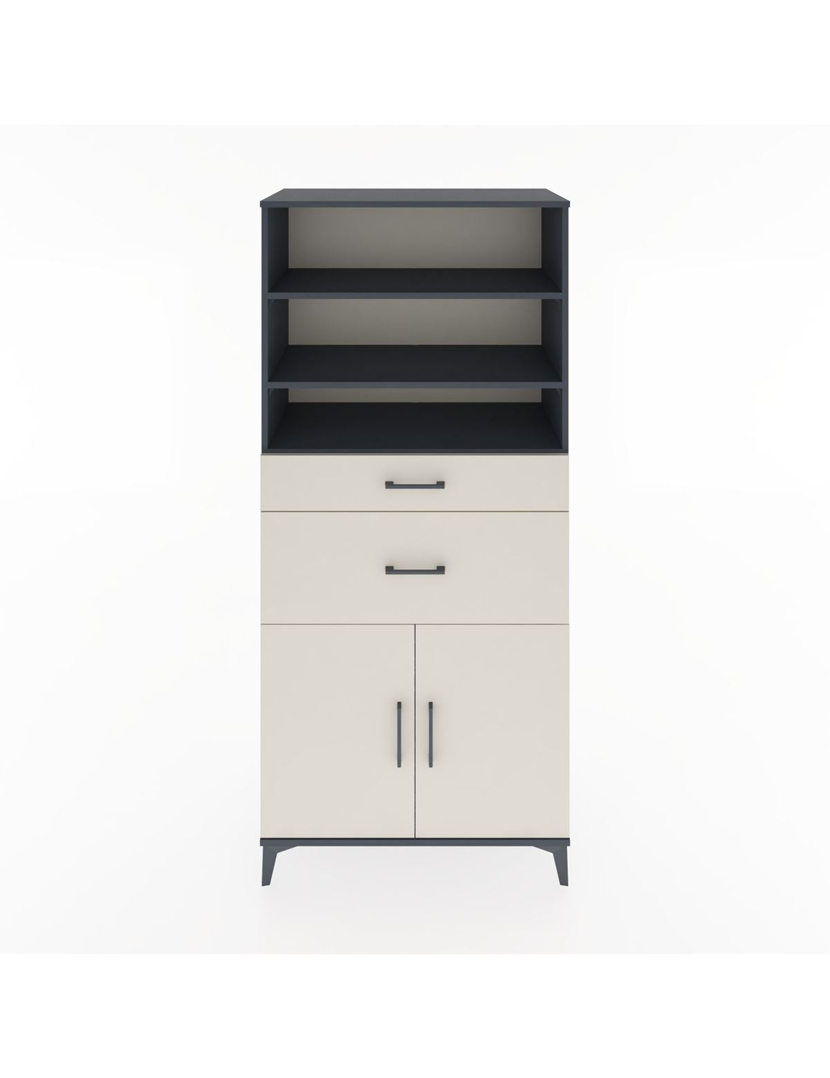 Hyperion Dolap 4 Raflı 2 Çekmeceli 2 Kapaklı 88x44x195 Antrasit-Aytaşı