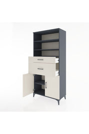 Hyperion Dolap 4 Raflı 2 Çekmeceli 2 Kapaklı 88x44x195 Antrasit-Aytaşı