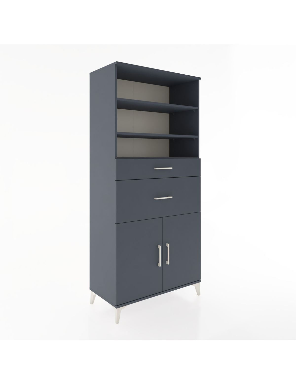 Hyperion Dolap 4 Raflı 2 Çekmeceli 2 Kapaklı 88x44x195 Antrasit-Antrasit