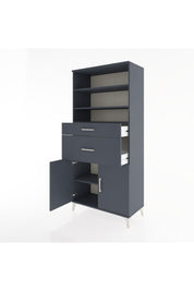 Hyperion Dolap 4 Raflı 2 Çekmeceli 2 Kapaklı 88x44x195 Antrasit-Antrasit