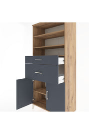 Hyperion Dolap 4 Raflı 2 Çekmeceli 2 Kapaklı 88x44x195 Çam-Antrasit