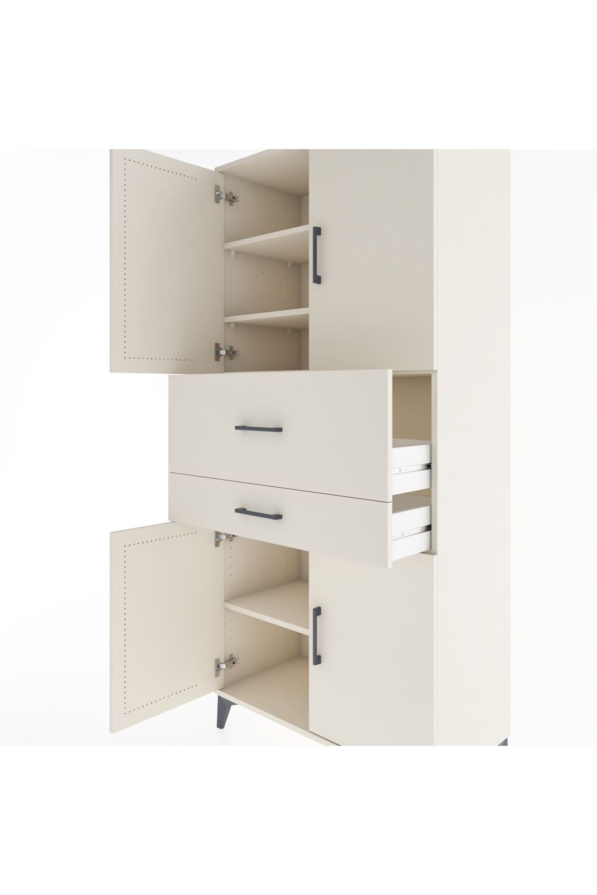Hyperion Dolap 4 Raflı 2 Çekmeceli 4 Kapaklı 88x44x195 Aytaşı-Aytaşı