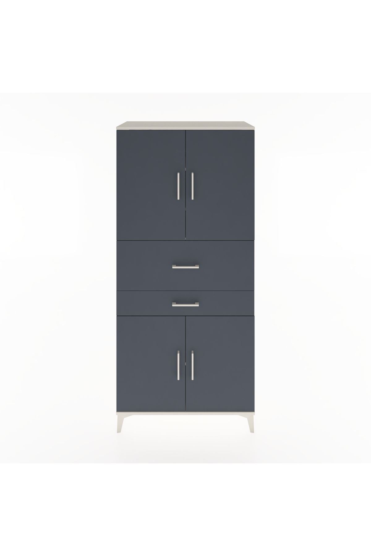Hyperion Dolap 4 Raflı 2 Çekmeceli 4 Kapaklı 88x44x195 Aytaşı-Antrasit