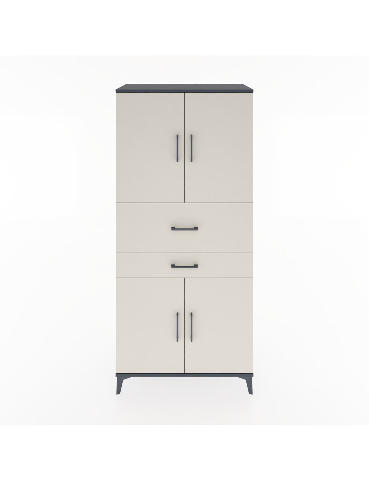 Hyperion Dolap 4 Raflı 2 Çekmeceli 4 Kapaklı 88x44x195 Antrasit-Aytaşı