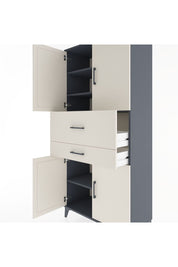 Hyperion Dolap 4 Raflı 2 Çekmeceli 4 Kapaklı 88x44x195 Antrasit-Aytaşı