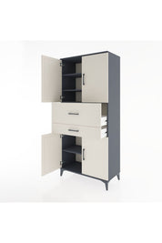 Hyperion Dolap 4 Raflı 2 Çekmeceli 4 Kapaklı 88x44x195 Antrasit-Aytaşı