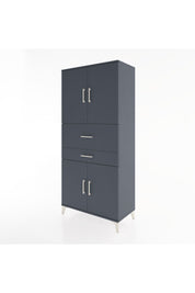 Hyperion Dolap 4 Raflı 2 Çekmeceli 4 Kapaklı 88x44x195 Antrasit-Antrasit