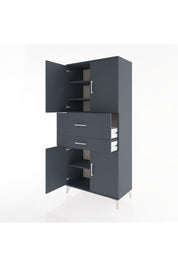Hyperion Dolap 4 Raflı 2 Çekmeceli 4 Kapaklı 88x44x195 Antrasit-Antrasit