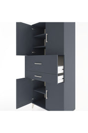 Hyperion Dolap 4 Raflı 2 Çekmeceli 4 Kapaklı 88x44x195 Antrasit-Antrasit