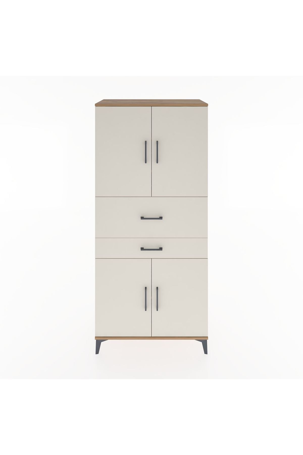 Hyperion Dolap 4 Raflı 2 Çekmeceli 4 Kapaklı 88x44x195 Çam-Aytaşı