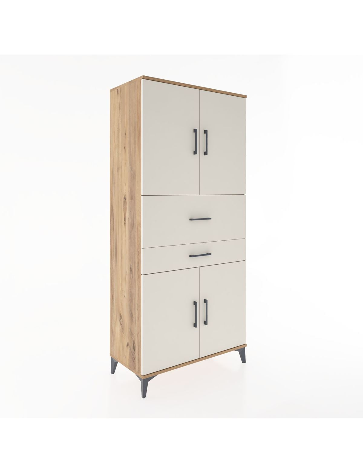 Hyperion Dolap 4 Raflı 2 Çekmeceli 4 Kapaklı 88x44x195 Çam-Aytaşı