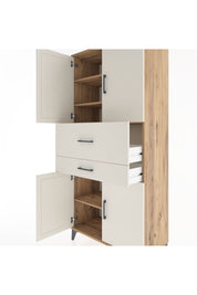 Hyperion Dolap 4 Raflı 2 Çekmeceli 4 Kapaklı 88x44x195 Çam-Aytaşı