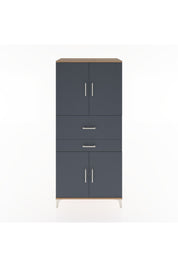 Hyperion Dolap 4 Raflı 2 Çekmeceli 4 Kapaklı 88x44x195 Çam-Antrasit