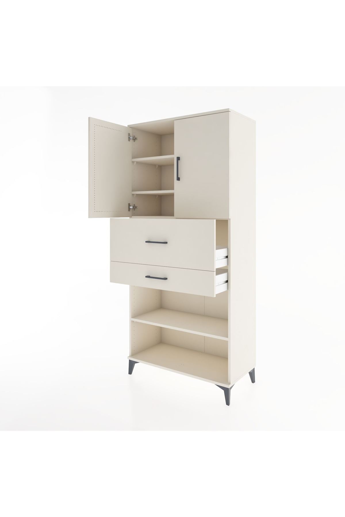 Hyperion Dolap 4 Raflı 2 Çekmeceli 2 Kapaklı 88x44x195 Aytaşı-Aytaşı